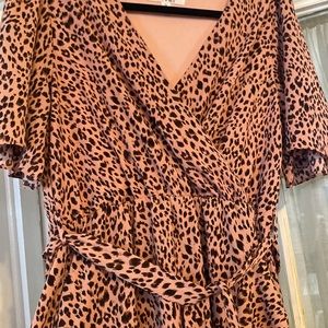 Pink Miami leopard print wrap dress (M)